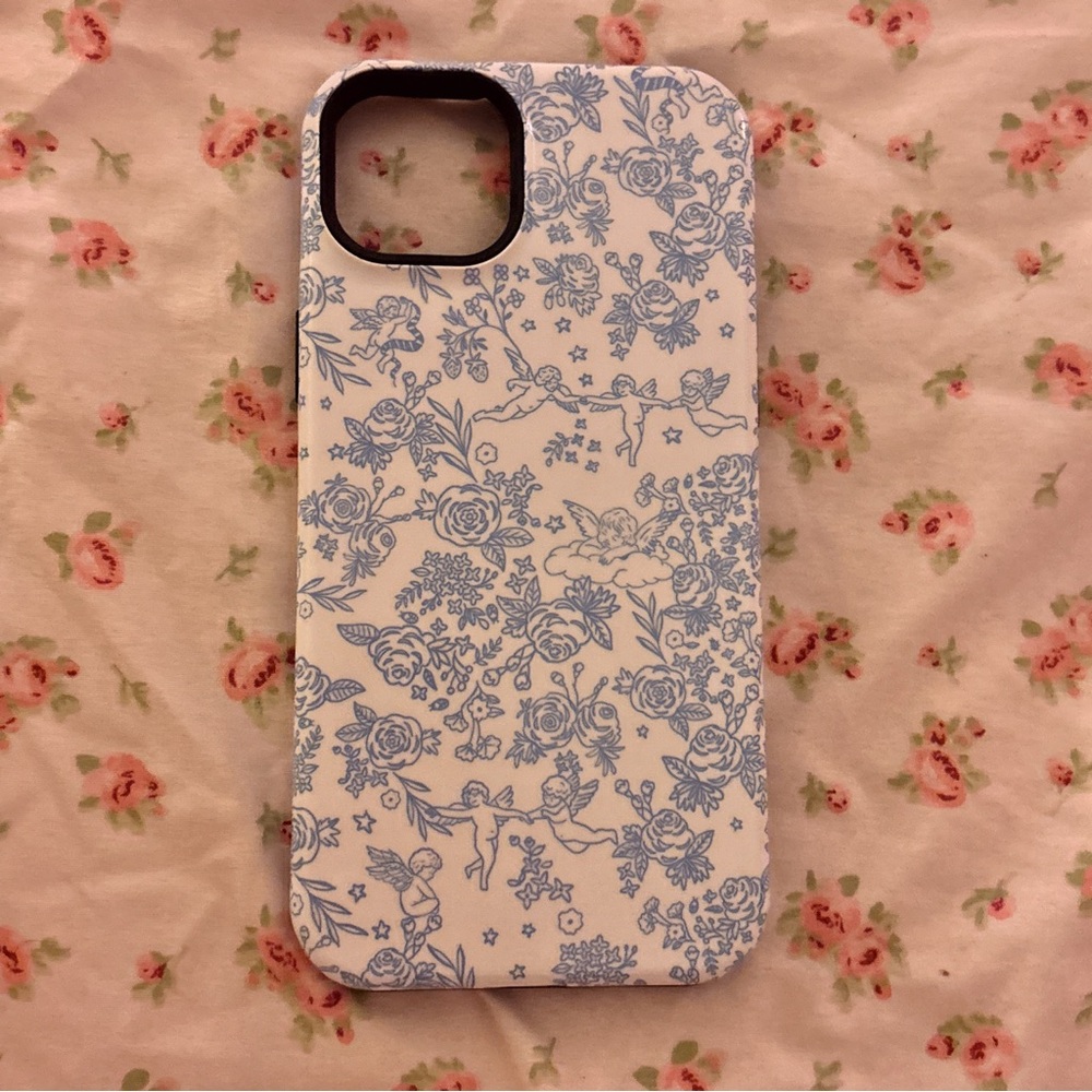 🪽Cherub Floral Blue and White Phone Case🤍 iPhone 15 Plus